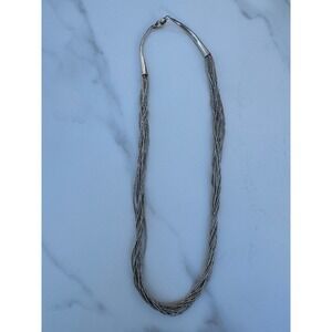 Vintage‎ Sterling Liquid Silver Multi Strand Heishi Necklace 17 Inch 12.5g